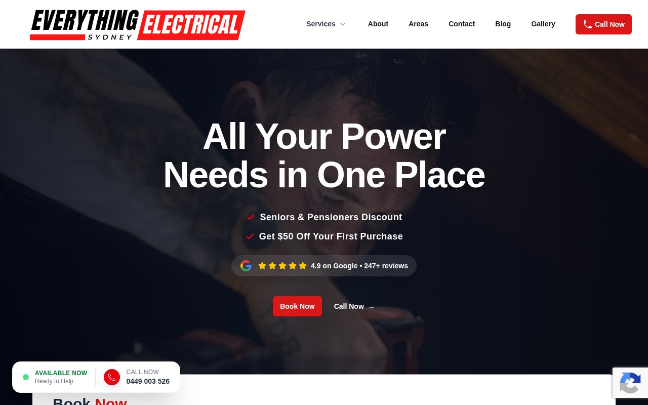Everything Electrical Sydney website built by Nexa